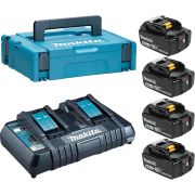 198489-5 Набор 4 аккумулятора Makita BL 1840B 4 Ач и Зарядное устройство DC 18 RD в MakPac